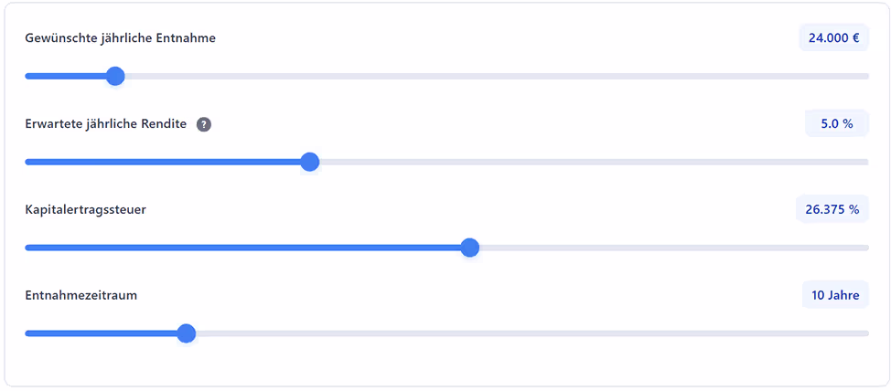 Entnahmerechner Vorschau Entnahmerechner Vorschau