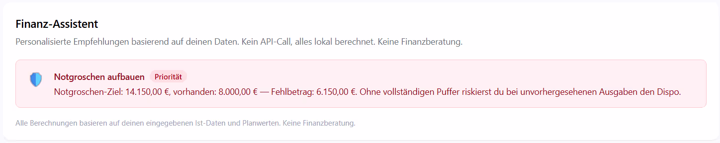 Finanz-Dashboard: Finanz-Assistent